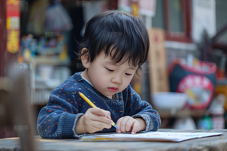 儿童绘画教学油画摄影图