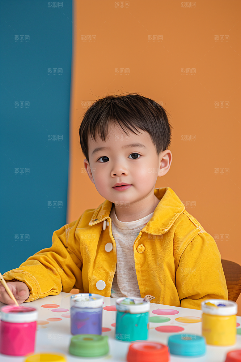 儿童绘画教学高清摄影图