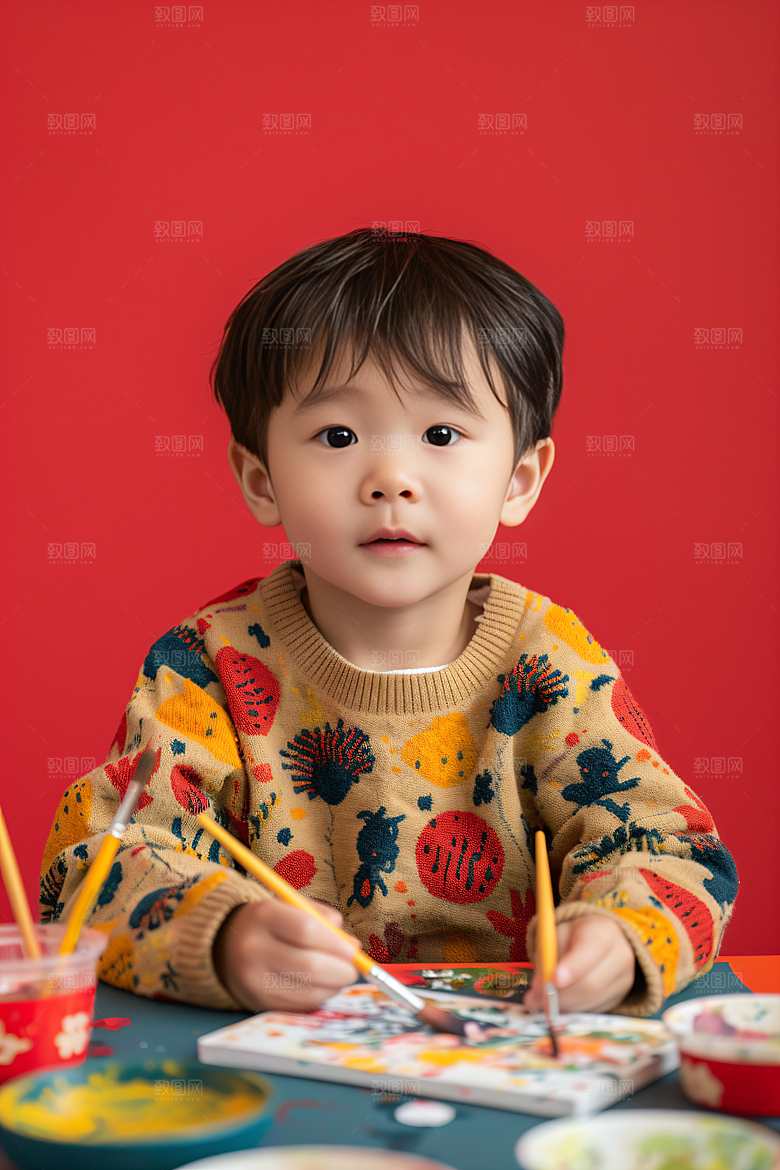 儿童绘画教学高清摄影图