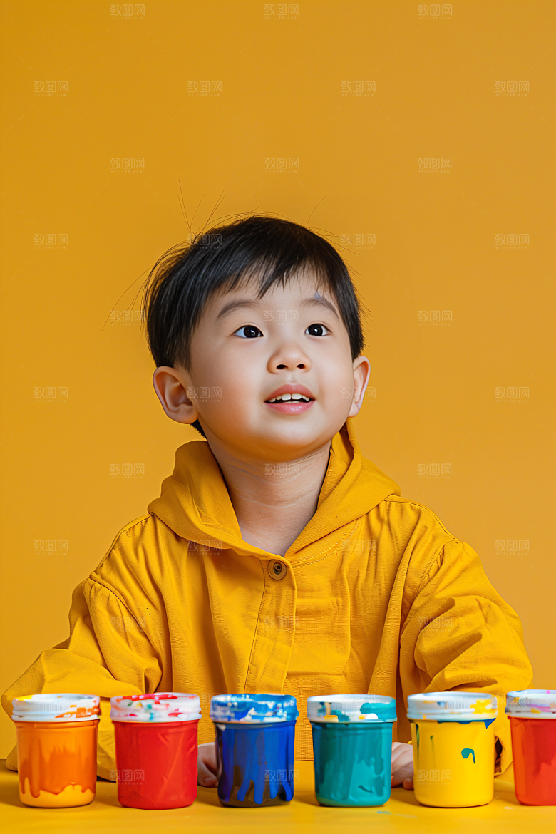 儿童绘画颜料教育摄影图