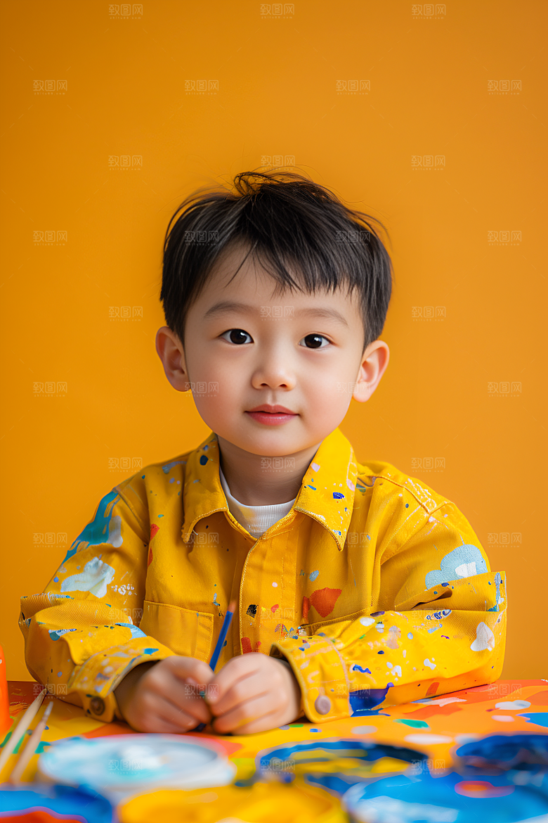 儿童绘画小画家画板摄影图