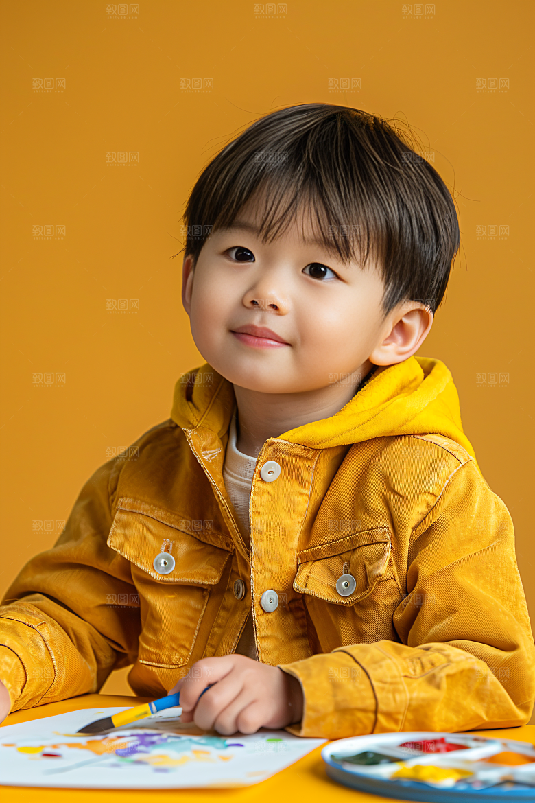 儿童绘画美术小画家摄影图