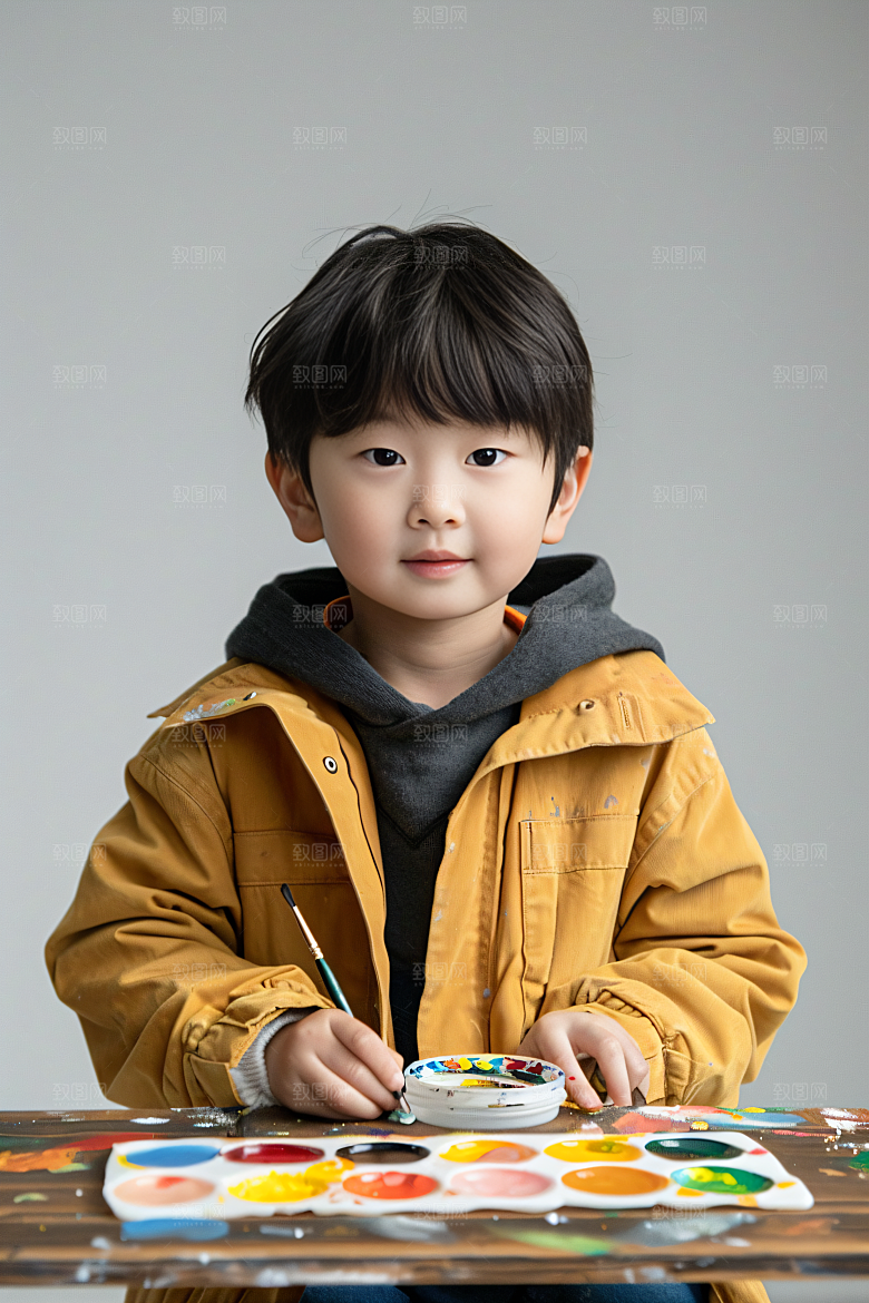 儿童绘画小画家美术摄影图