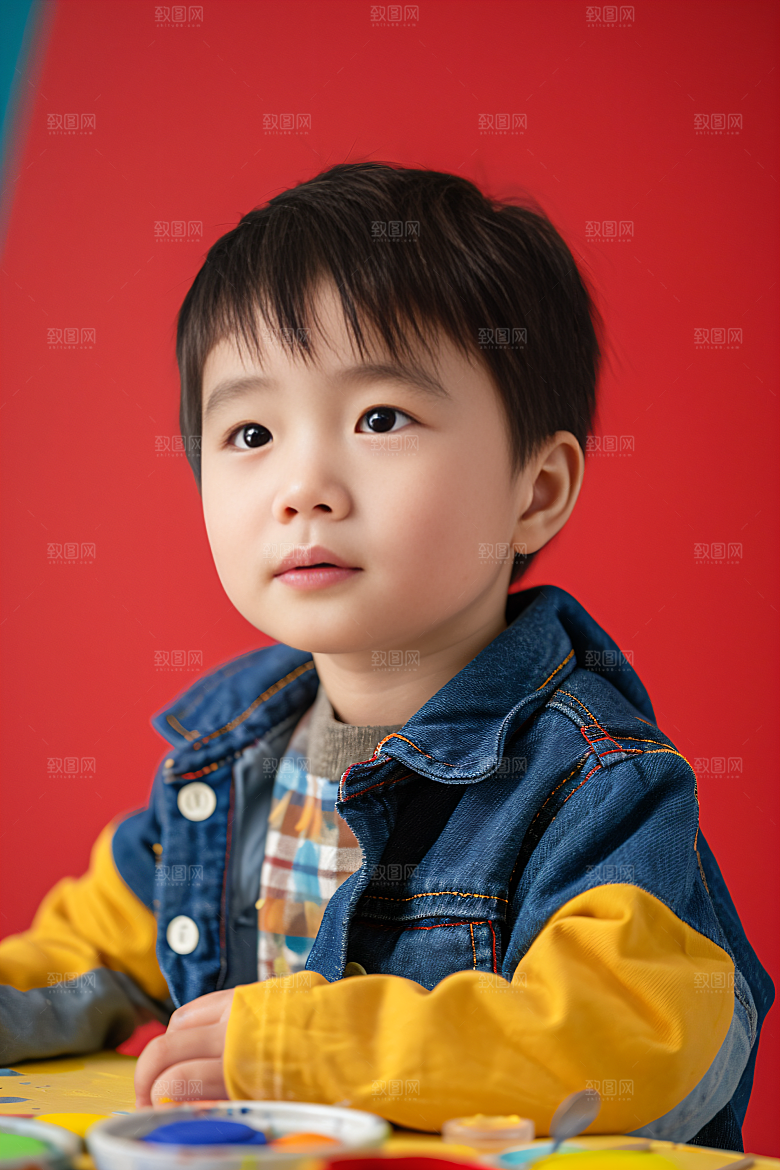 儿童绘画油画教育摄影图