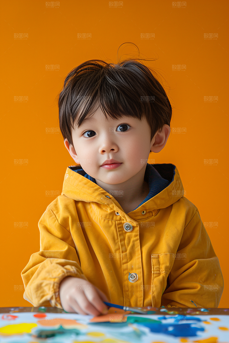 儿童绘画肖像高清摄影图
