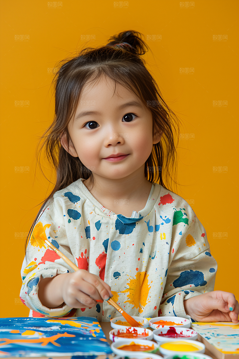 儿童绘画美术小画家摄影图