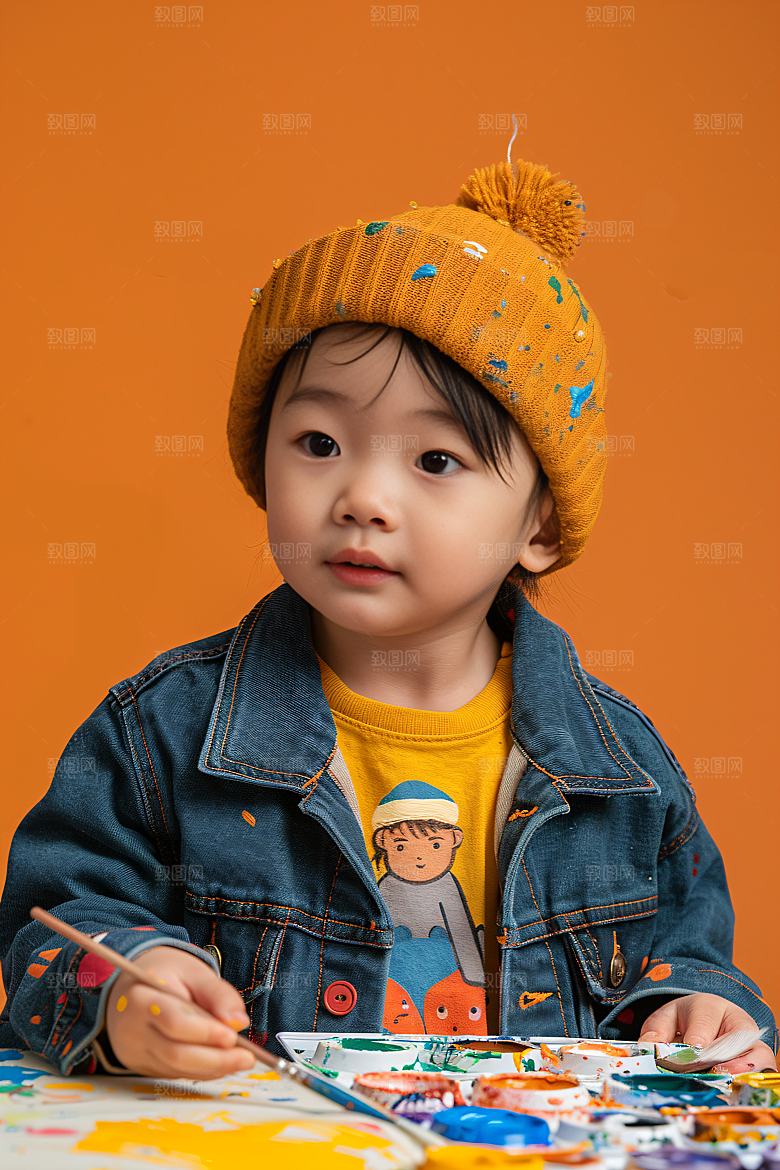 儿童绘画涂鸦油画摄影图