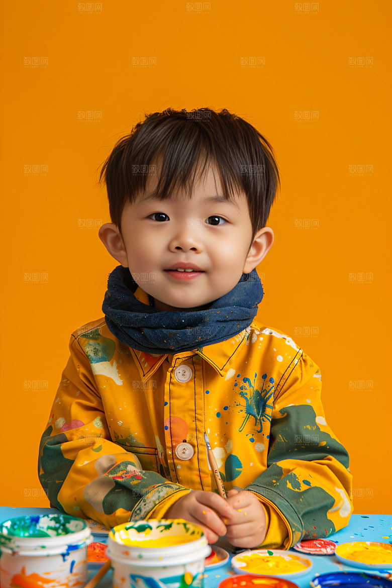儿童绘画涂鸦色彩摄影图