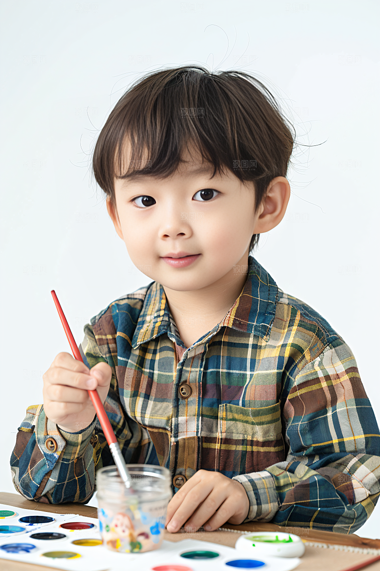 儿童绘画涂鸦颜料摄影图