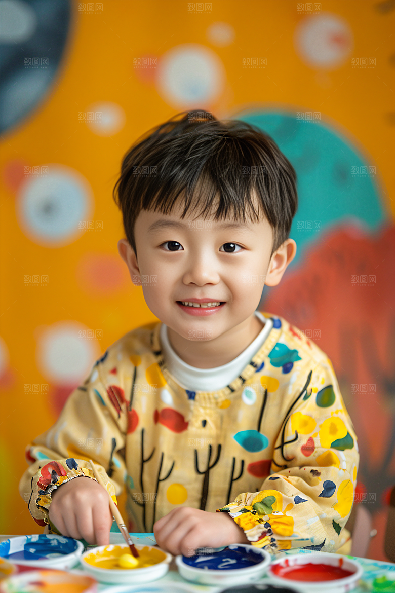 儿童绘画色彩涂鸦摄影图