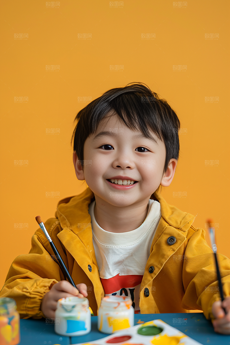 儿童绘画教育高清摄影图