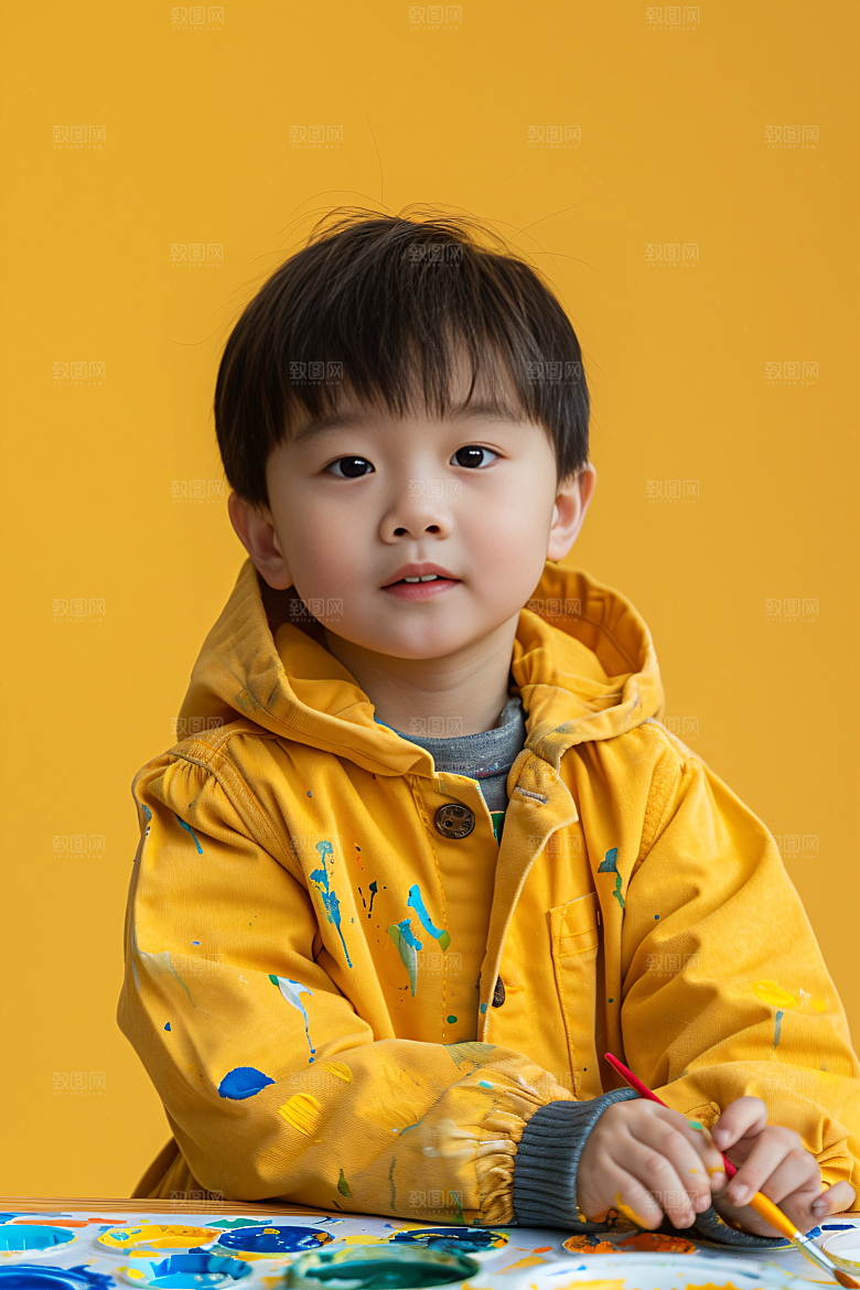 儿童绘画人物课程摄影图