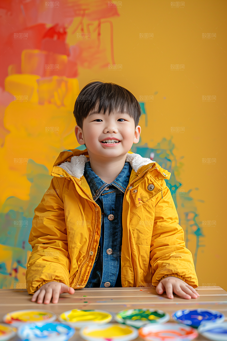 儿童绘画高清小画家摄影图