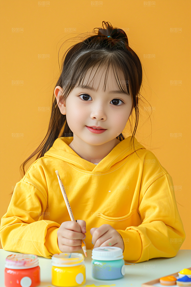 儿童绘画教学肖像摄影图
