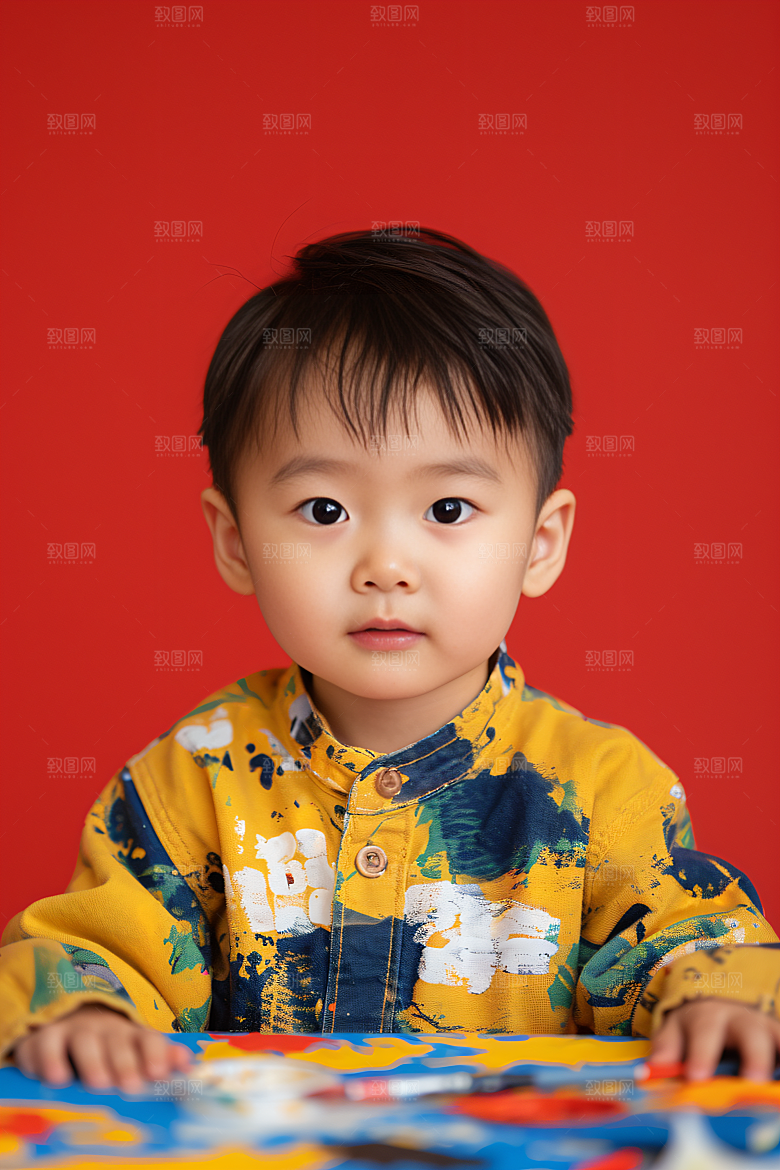 儿童绘画美术教学摄影图