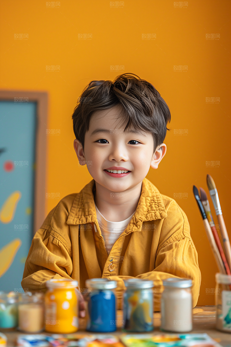 儿童绘画色彩教育摄影图