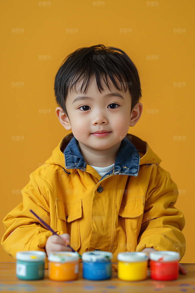 儿童绘画色彩小画家摄影图