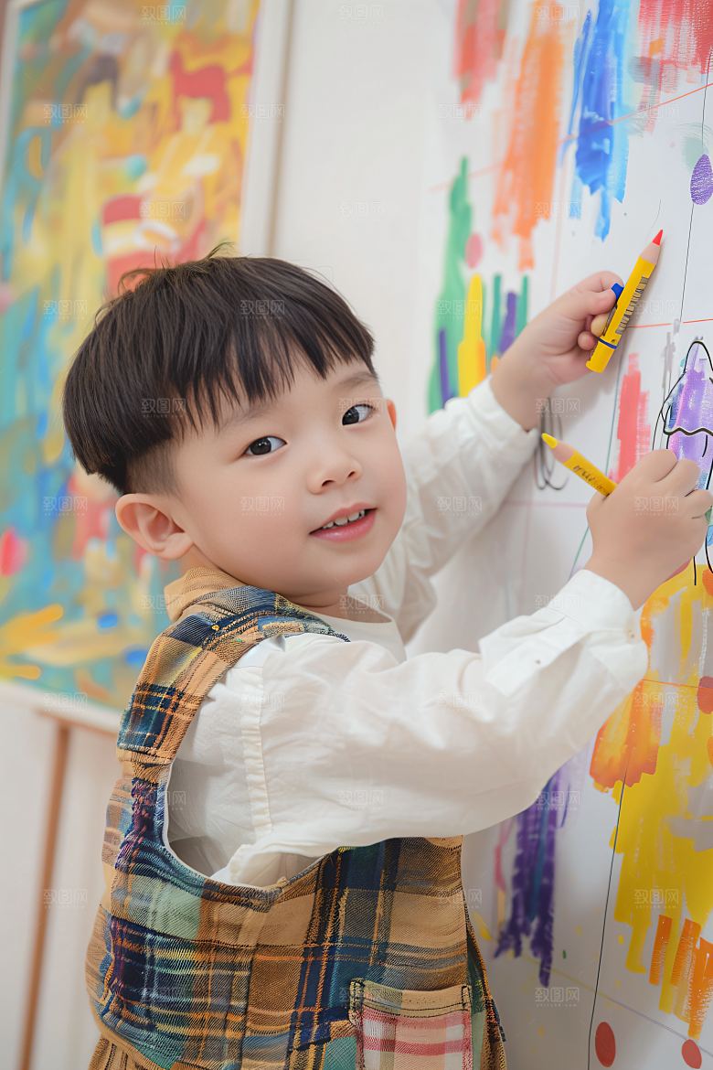 儿童绘画画板涂鸦摄影图