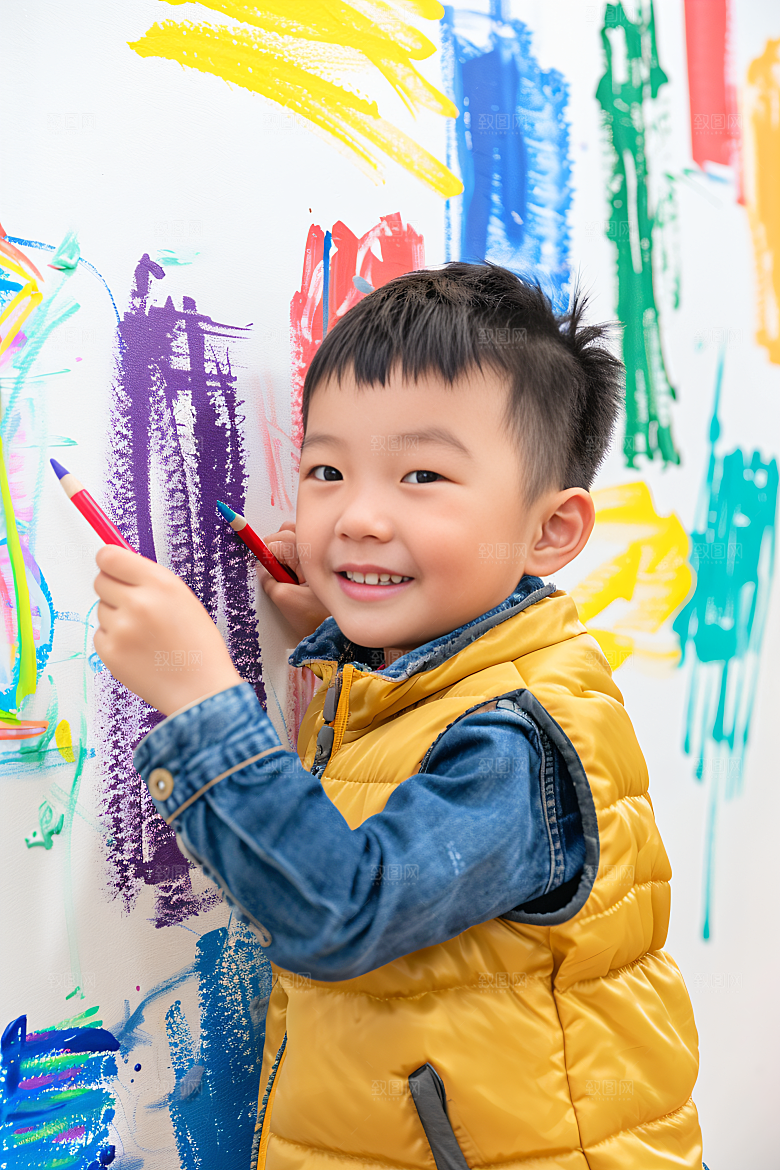 儿童绘画人物画板摄影图