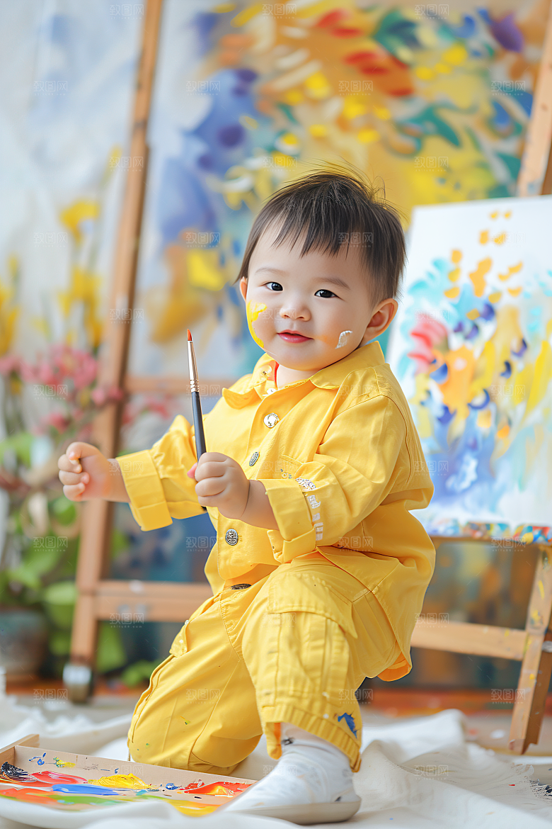 儿童绘画人物画板摄影图