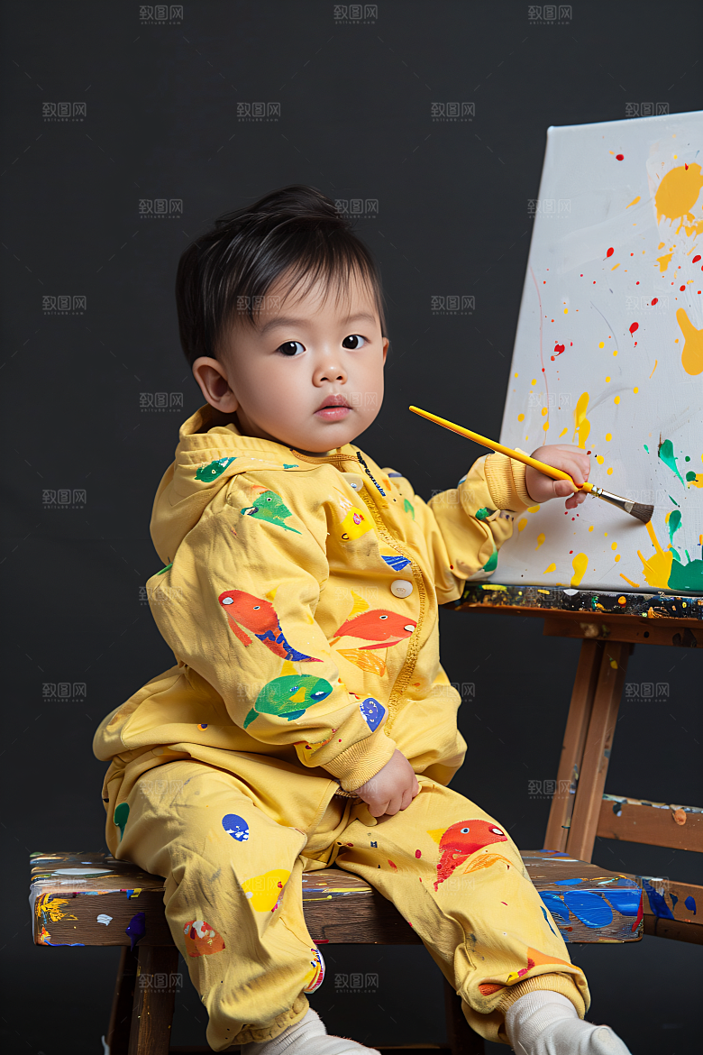 儿童绘画涂鸦色彩摄影图