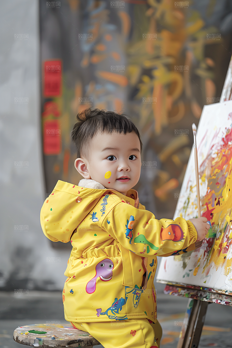 儿童绘画色彩涂鸦摄影图