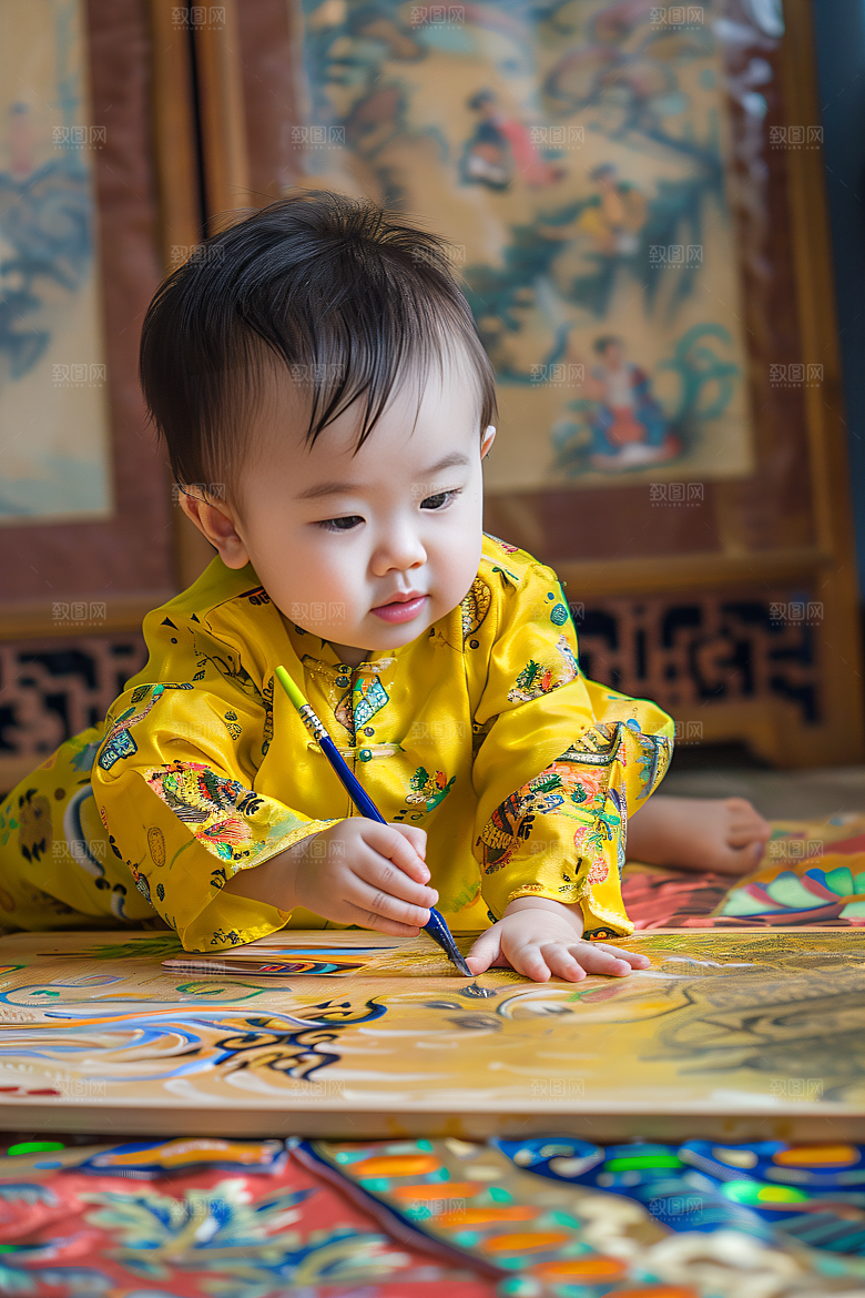儿童绘画教育颜料摄影图