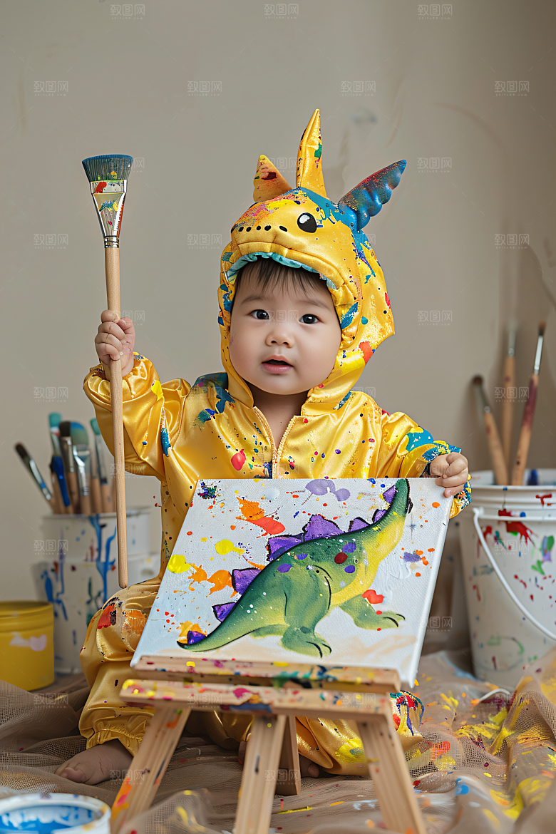 儿童绘画肖像人物摄影图