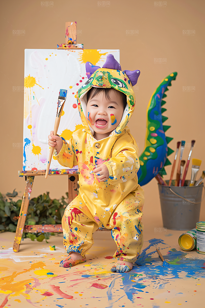 儿童绘画高清人物摄影图