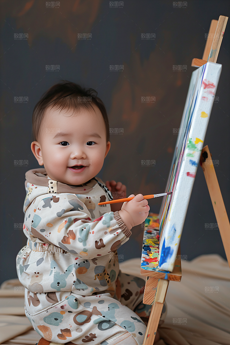 儿童绘画美术肖像摄影图