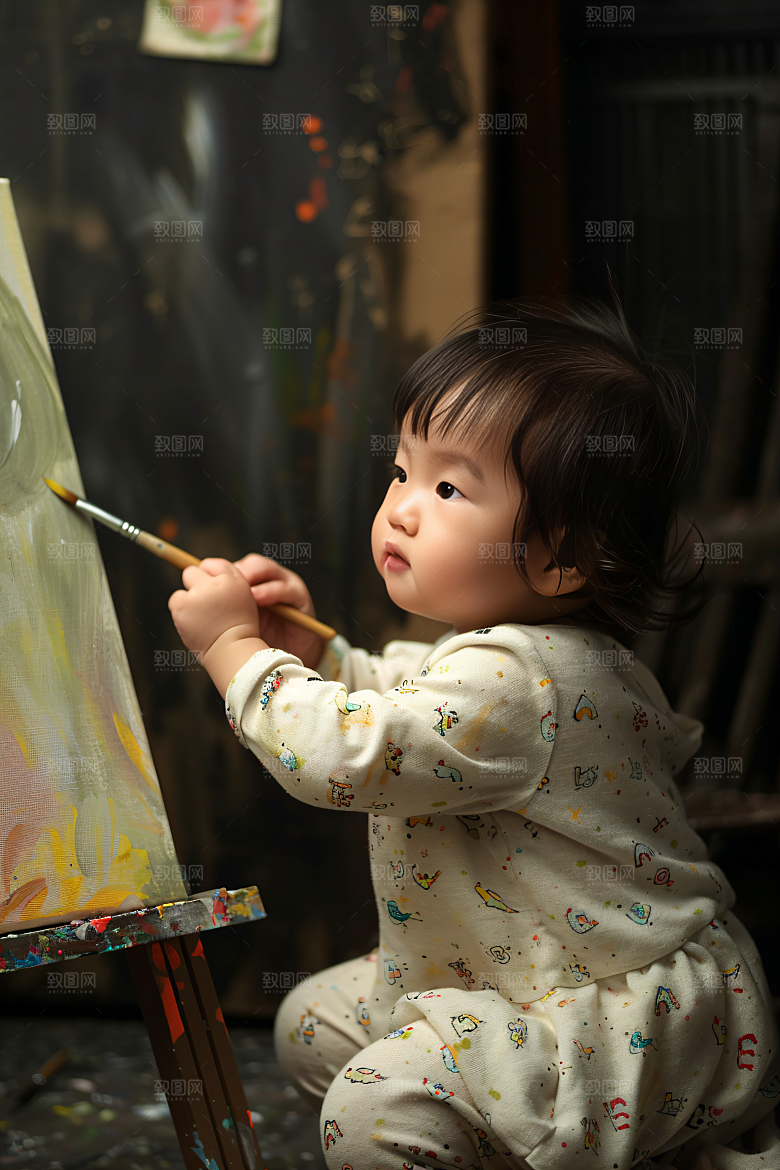 儿童绘画课程课堂摄影图
