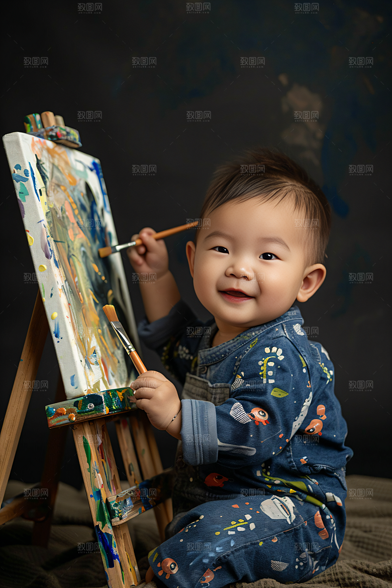 儿童绘画小画家教育摄影图