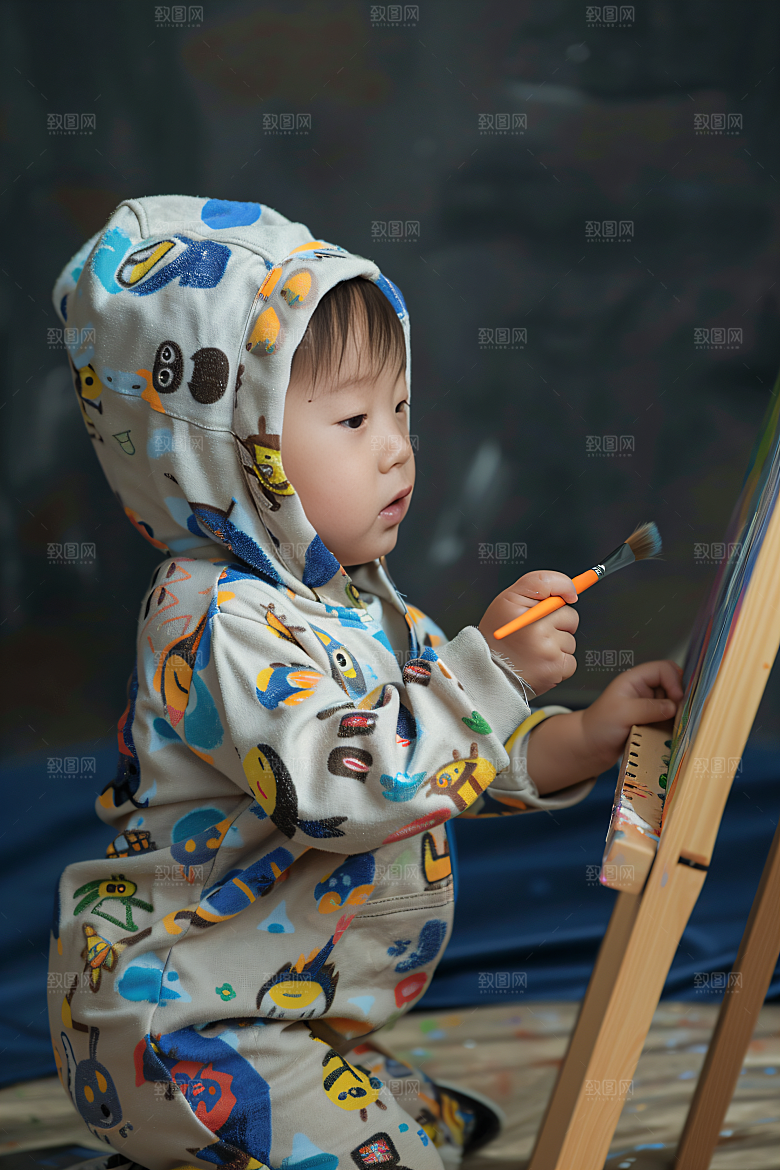 儿童绘画涂鸦课堂摄影图
