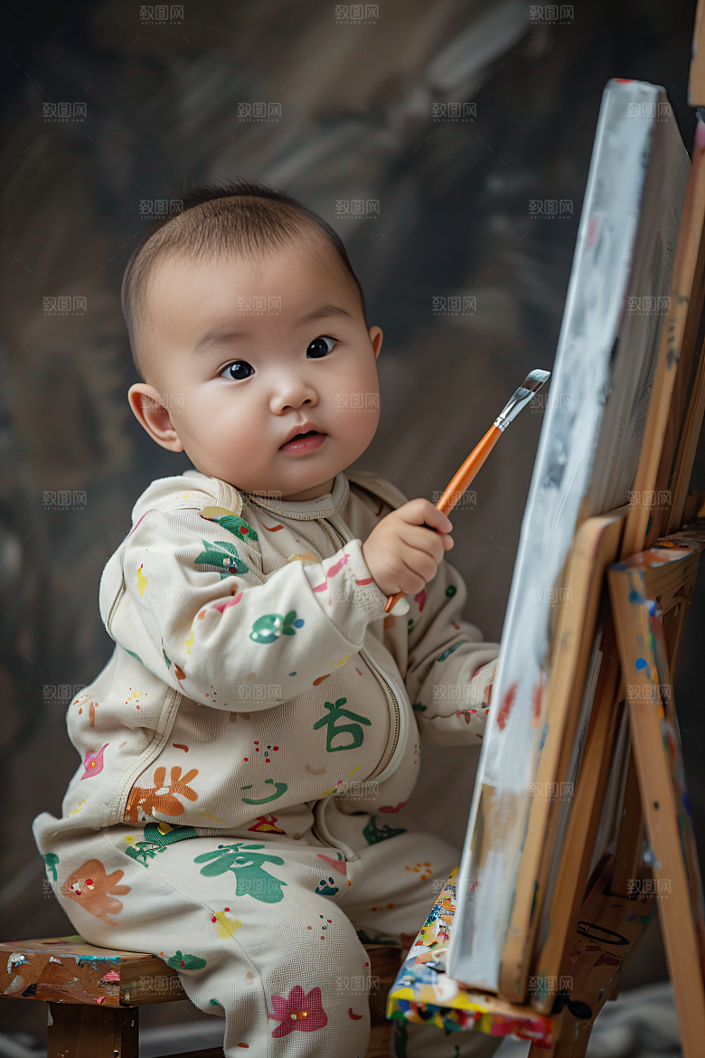 儿童绘画画板油画摄影图