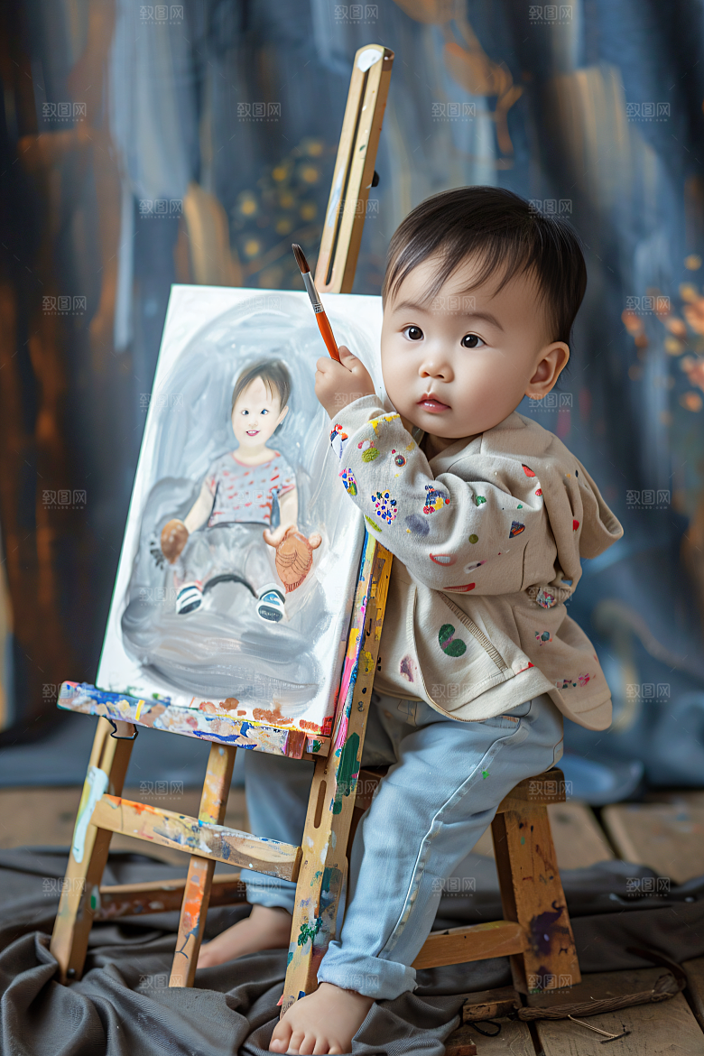 儿童绘画色彩教学摄影图