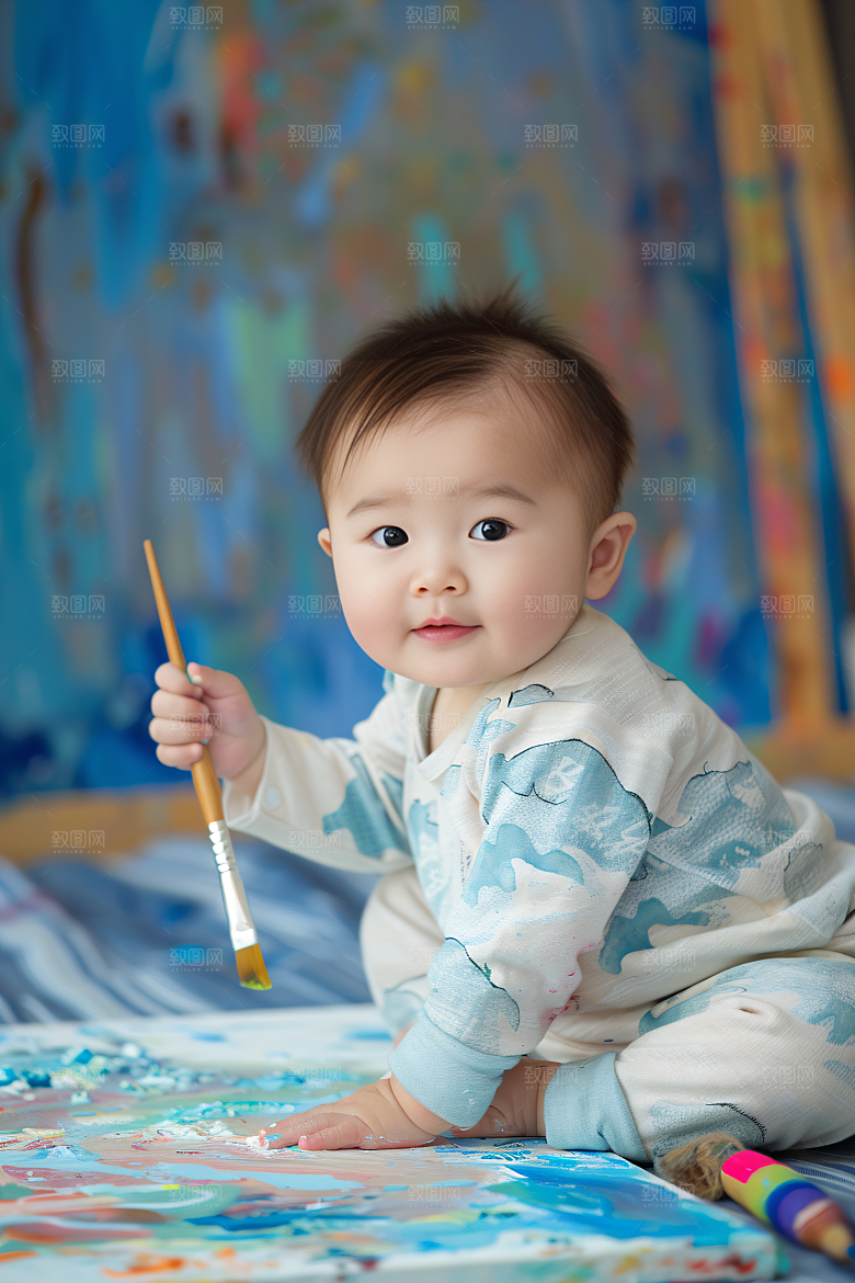 儿童绘画画板色彩摄影图