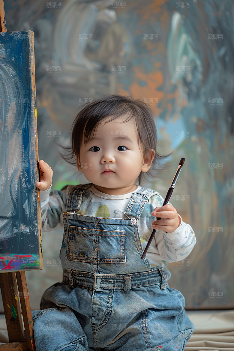 儿童绘画人物课堂摄影图