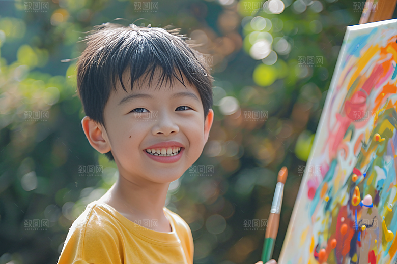 儿童绘画肖像涂鸦摄影图