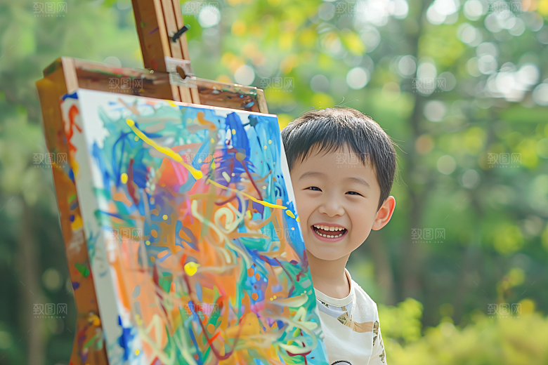儿童绘画小画家人物摄影图