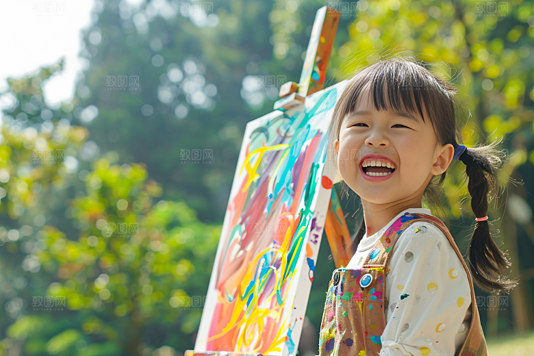 儿童绘画涂鸦人物摄影图
