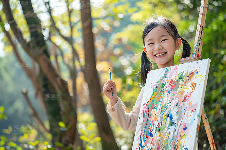 儿童绘画涂鸦教学摄影图