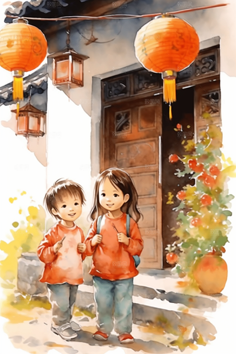 儿童水墨唯美诗意插画