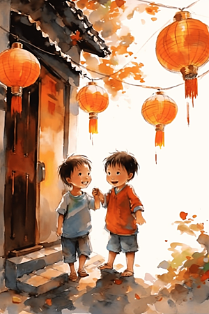 儿童水墨唯美中国风插画
