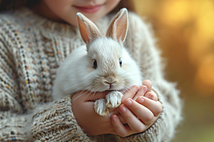 儿童和兔子肖像清新童年摄影图