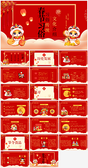 传统春节习俗PPT模板