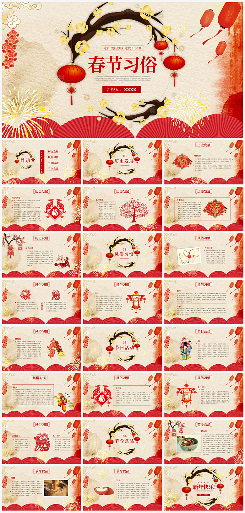 新年春节习俗PPT模板