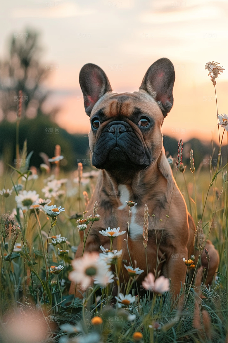 法国斗牛犬生活牧牛犬摄影图