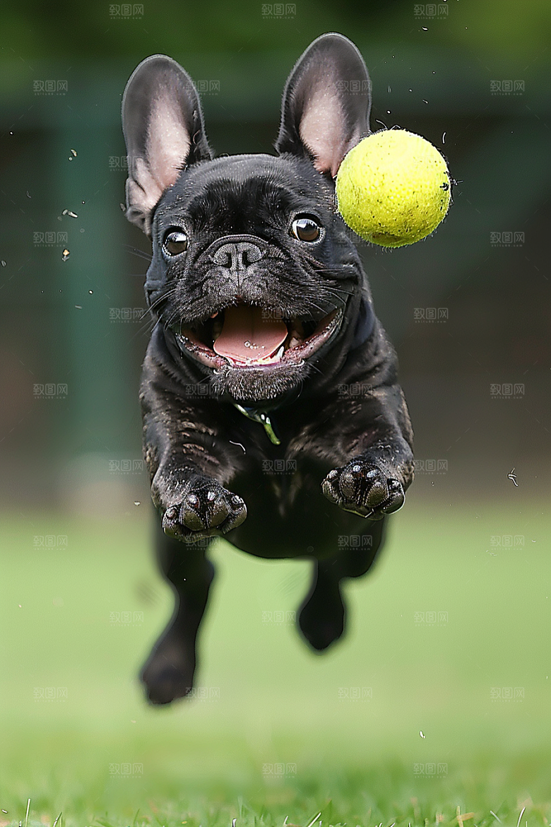 法国斗牛犬牧牛犬自然摄影图