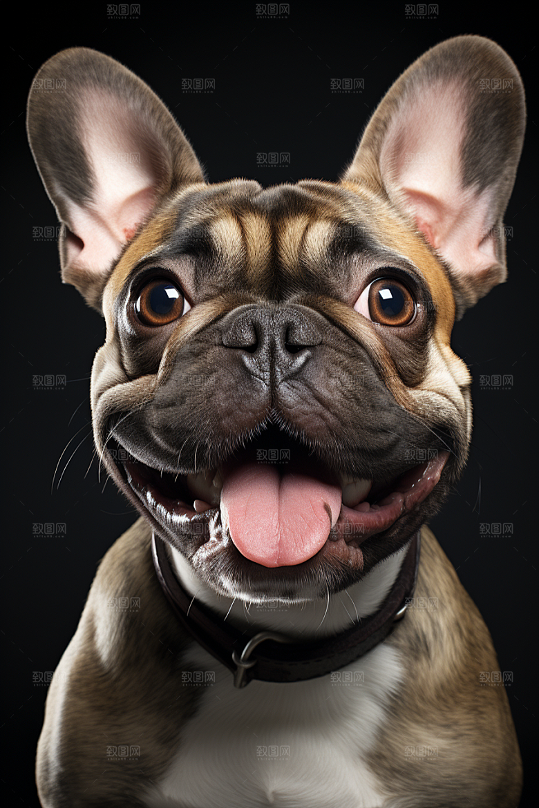 法国斗牛犬法斗工作犬摄影图