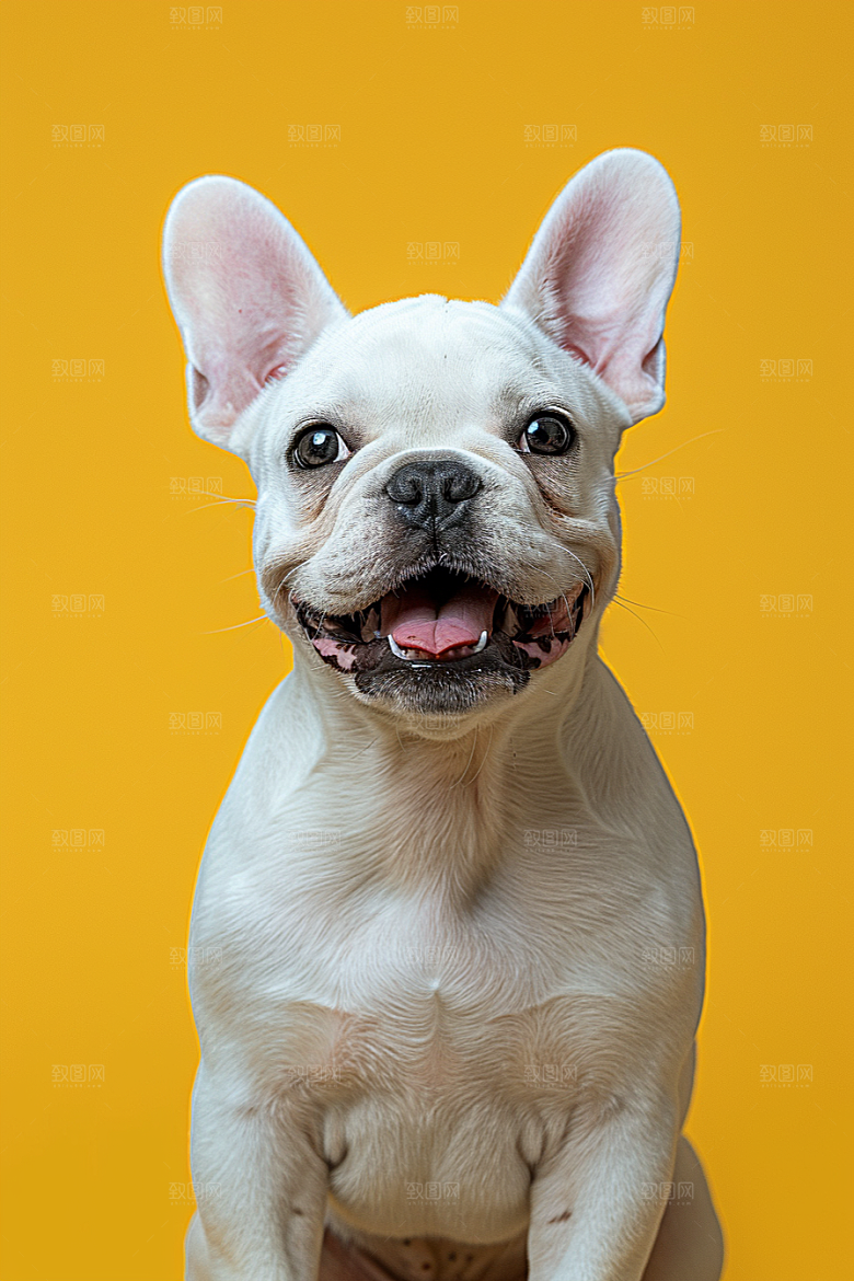 法国斗牛犬自然工作犬摄影图